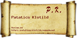 Patatics Klotild névjegykártya